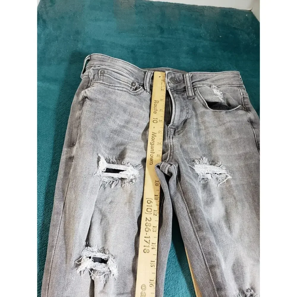 Aeropostale Jeans Size 28x30 Mens Gray Pants Stretch Distressed Mid Rise Skinny